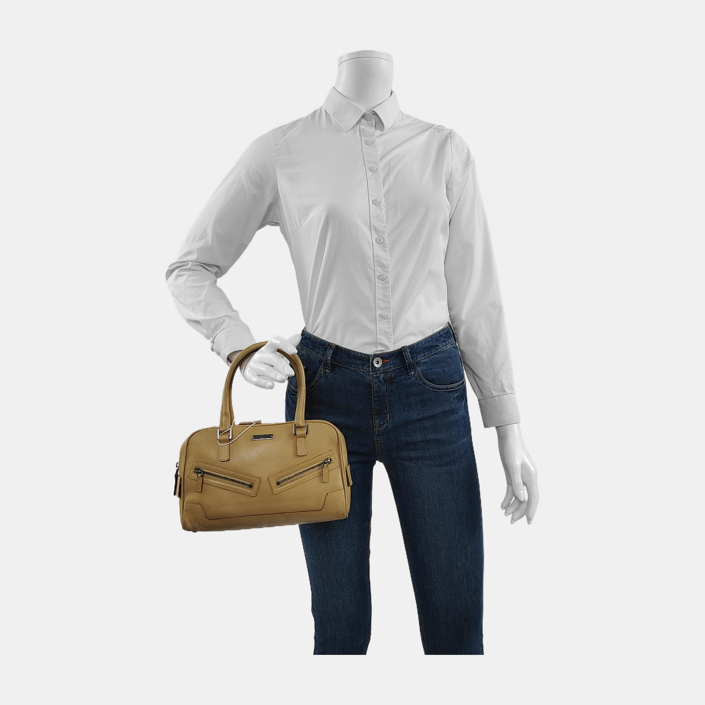 GUCCI Khaki Leather Tote Silver Hardware-(SKU)-945954036
