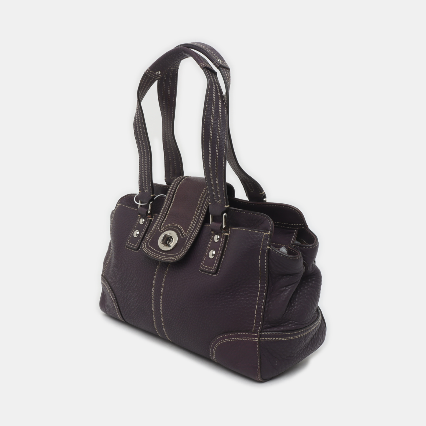 COACH Tote bag Purple Leather Handbag Silver Hardware-(SKU)-938235909