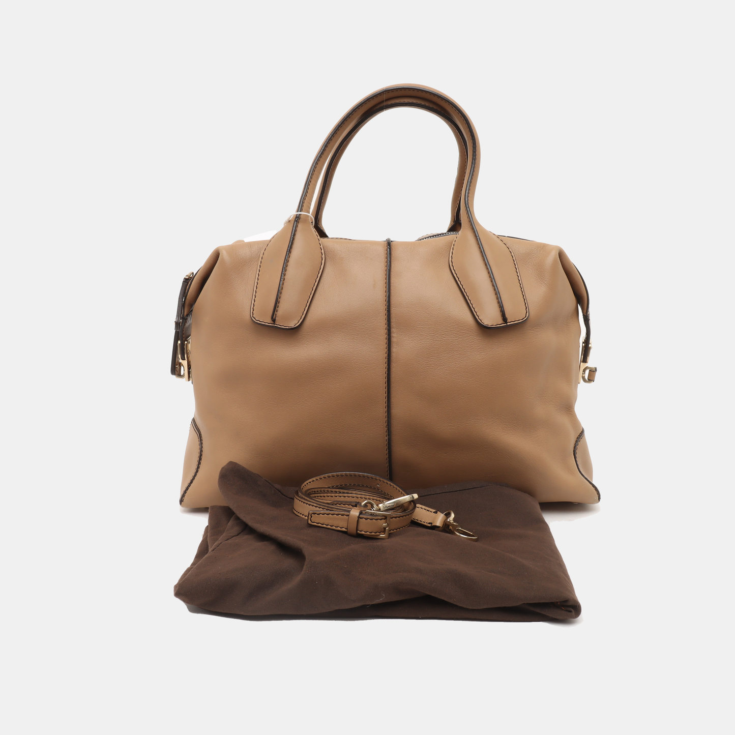 TOD'S D-Styling Large size Brown Cowhide Single Shoulder Bag Tote Golden hardware Removable shoulder strap-(SKU)-938135520
