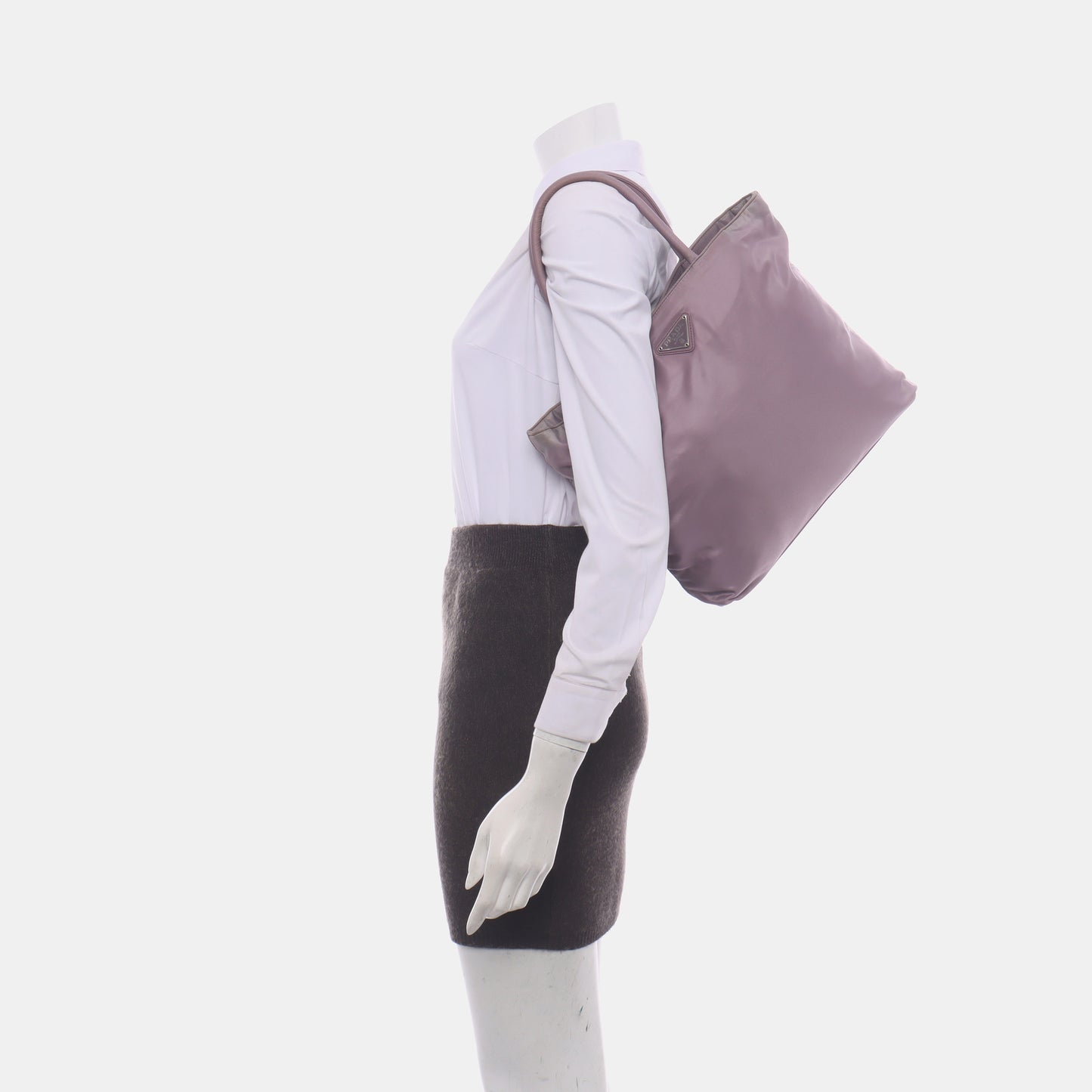 PRADA Tote bag Lavender Nylon Logo Tote Bag Single Shoulder Bag Silver Hardware-(SKU)-13802237