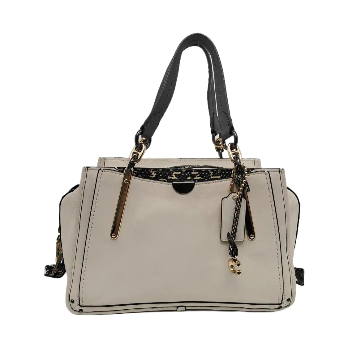 COACH DREAMER Beige Leather Single Shoulder Bag Handbag Crossbody Golden hardware Removable shoulder strap-(SKU)-940749659