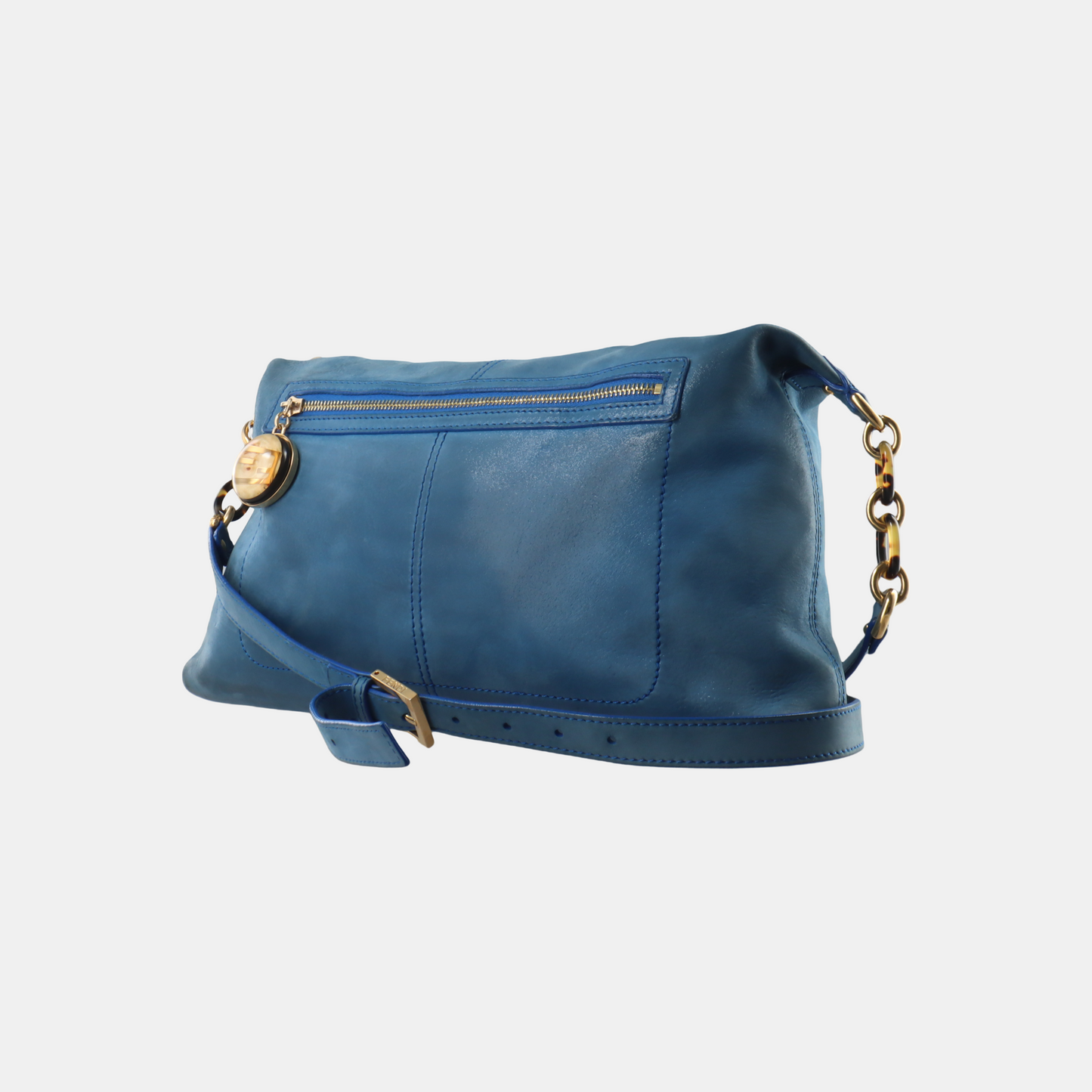FENDI Blue Cowhide Crossbody Bag Golden hardware-(SKU)-13379706