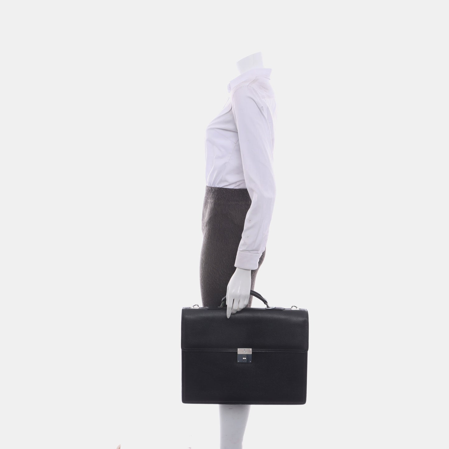 LANVIN Black cowhide tote bag Silver Hardware-(SKU)-13458704