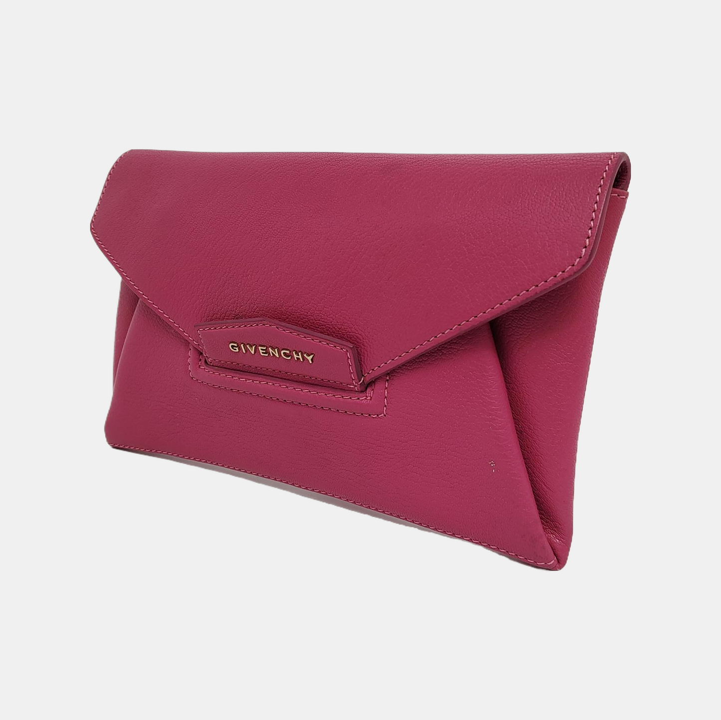 GIVENCHY Fuchsia Leather Clutch Golden hardware-(SKU)-942770885