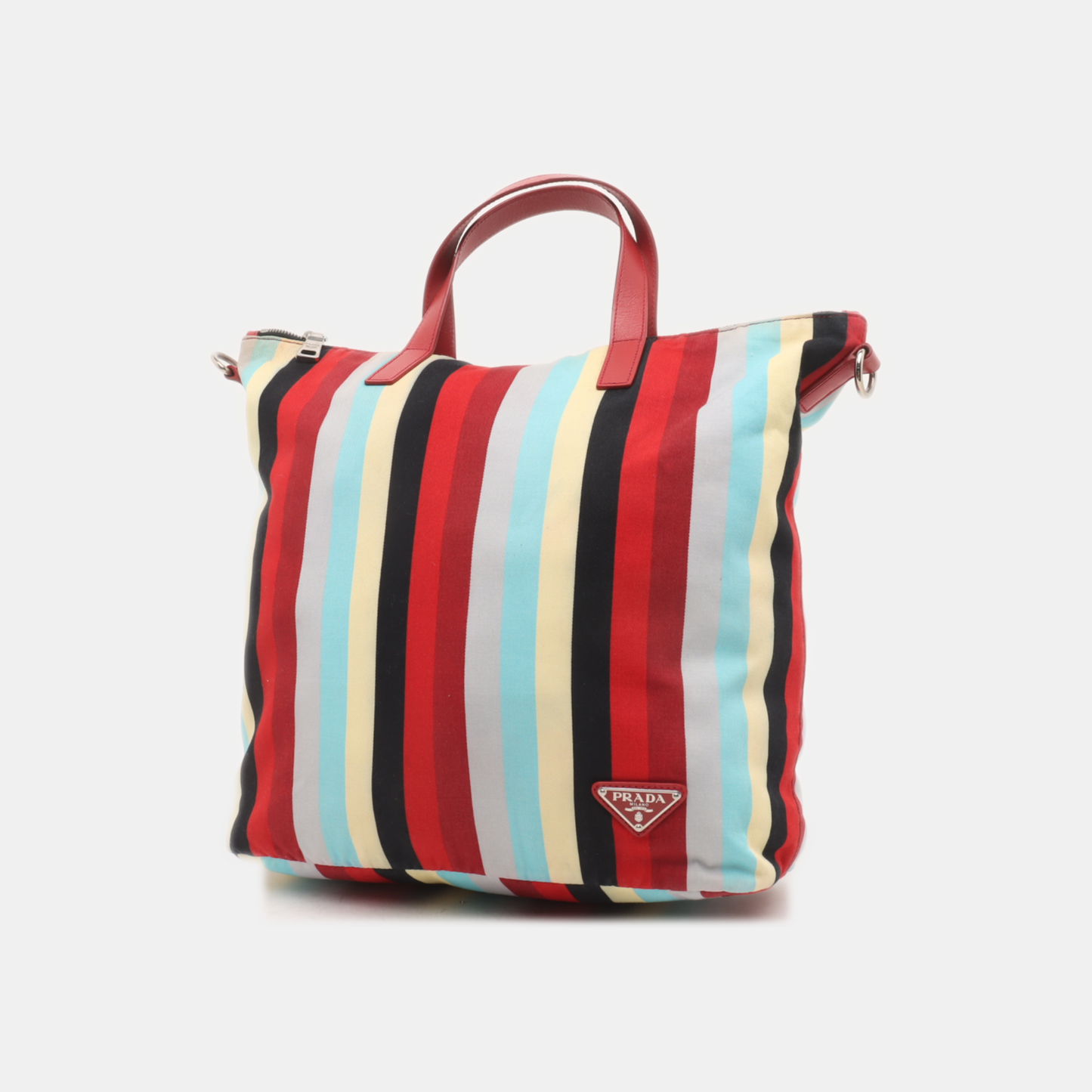 PRADA Tote bag Multicolor Fabric Single Shoulder Bag Handbag Crossbody Bag Silver Hardware Removable shoulder strap-(SKU)-938722685