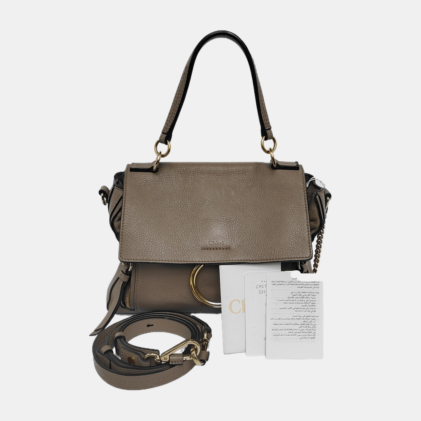 Chloé Faye Medium size Grey Cowhide Single Shoulder Bag Tote Shoulder Bag Crossbody Bag Golden Silver Hardware Removable shoulder strap-(SKU)-939956947