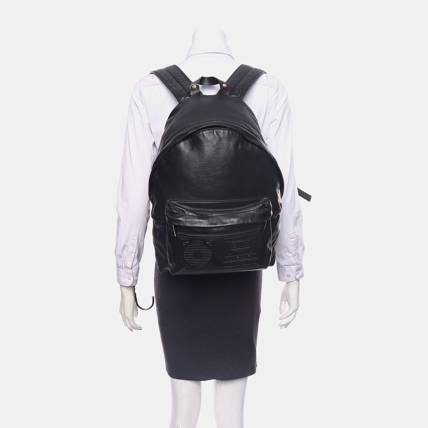 VERSUS VERSACE Black Leather Backpack Golden hardware-(SKU)-939542774