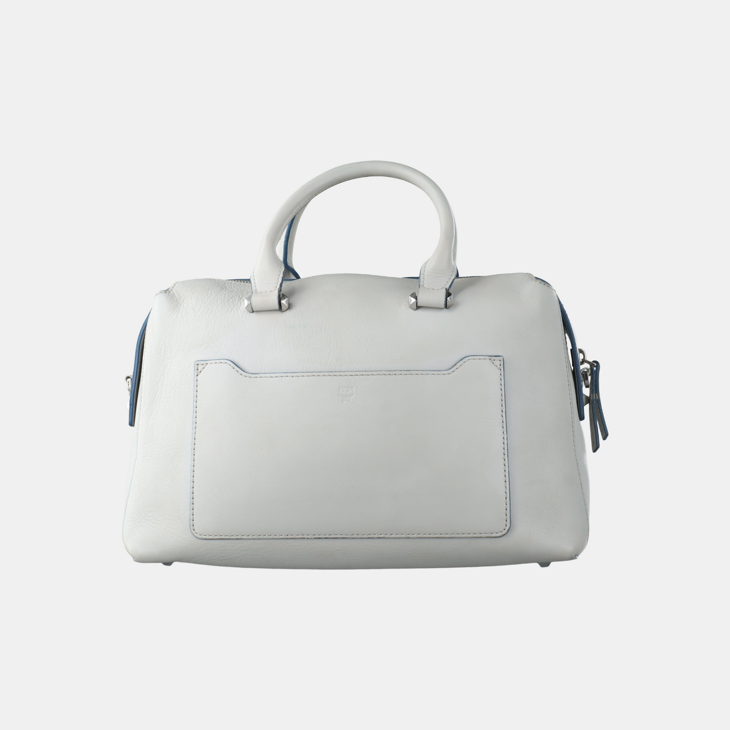 MCM ELLA Light Blue Leather Single Shoulder Bag Silver Hardware Removable shoulder strap-(SKU)-934712148