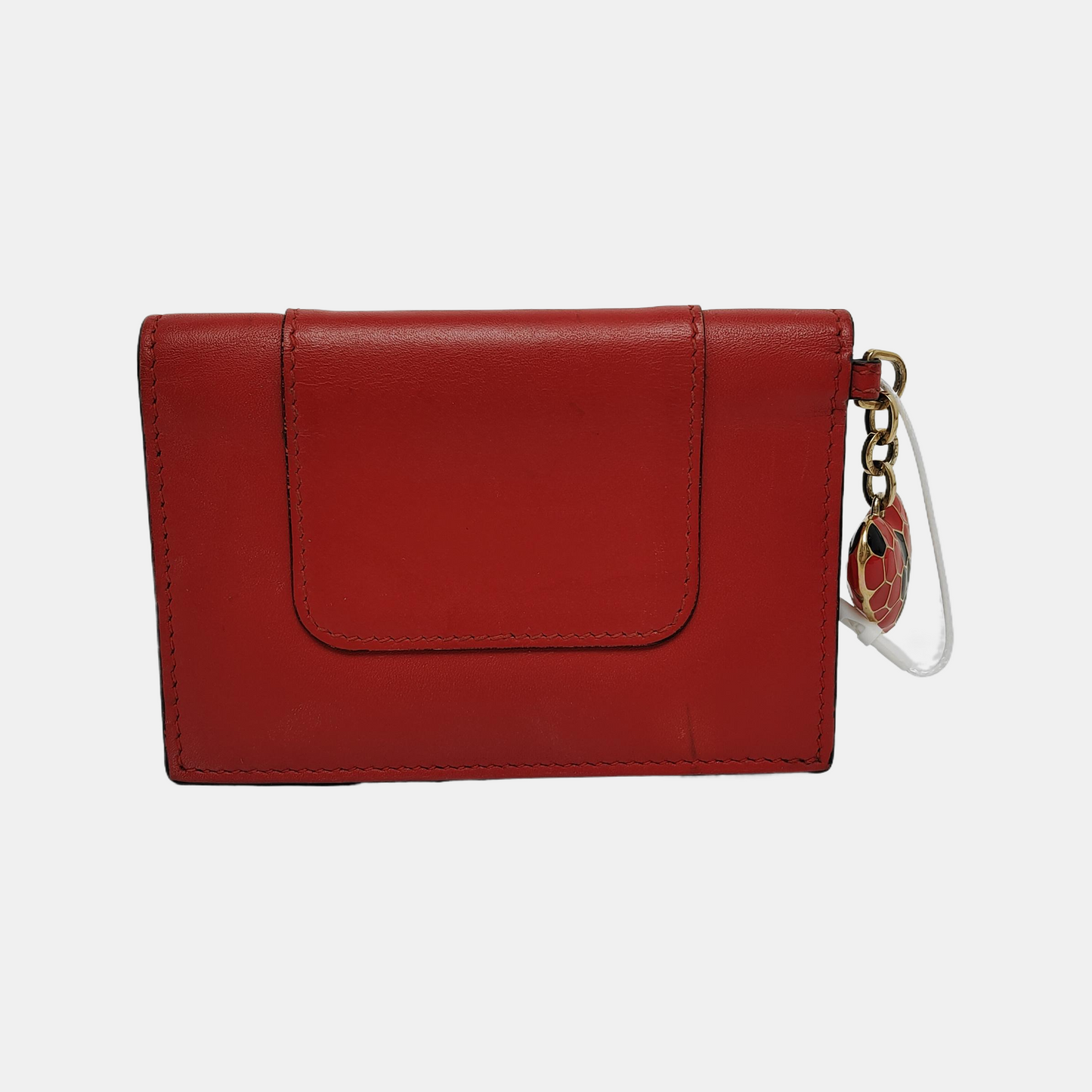 BVLGARI SERPENTI FOREVER Red Calf Leather Quilted Snake Head Bag Card Case Golden hardware-(SKU)-940744006