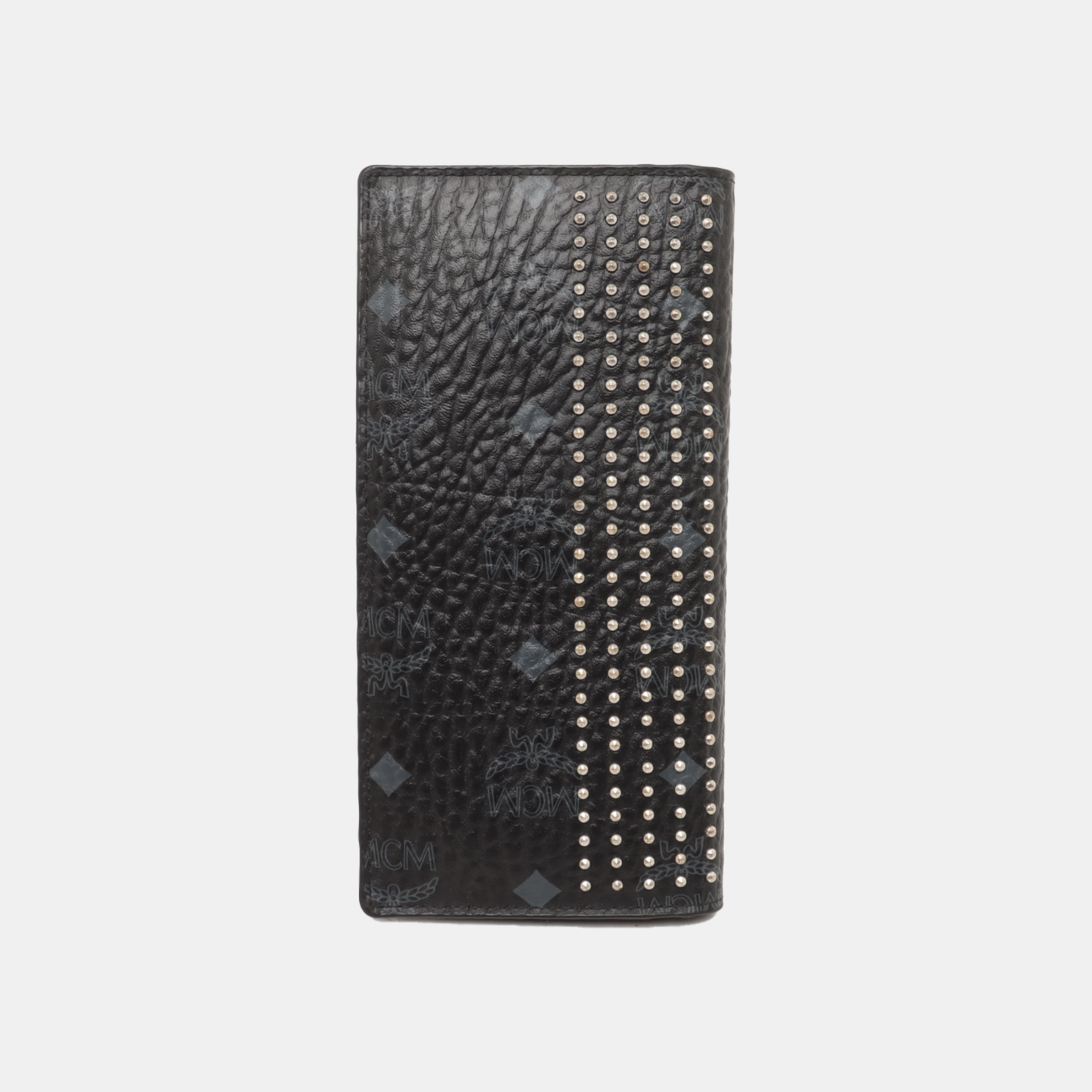 MCM Black Coated Canvas Stud Wallet Silver Hardware-(SKU)-938652403