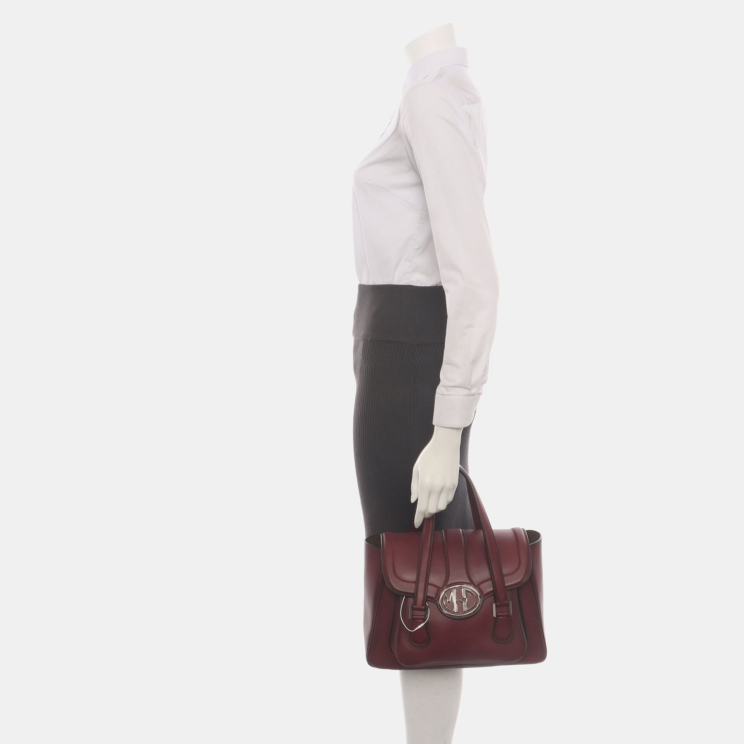 MICHAEL KORS Burgundy Leather Handbag Silver Hardware-(SKU)-937439090
