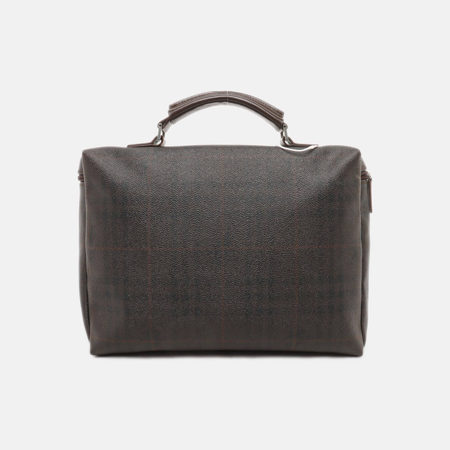 BURBERRY Dark brown coated canvas printed handbag Silver Hardware-(SKU)-14497156