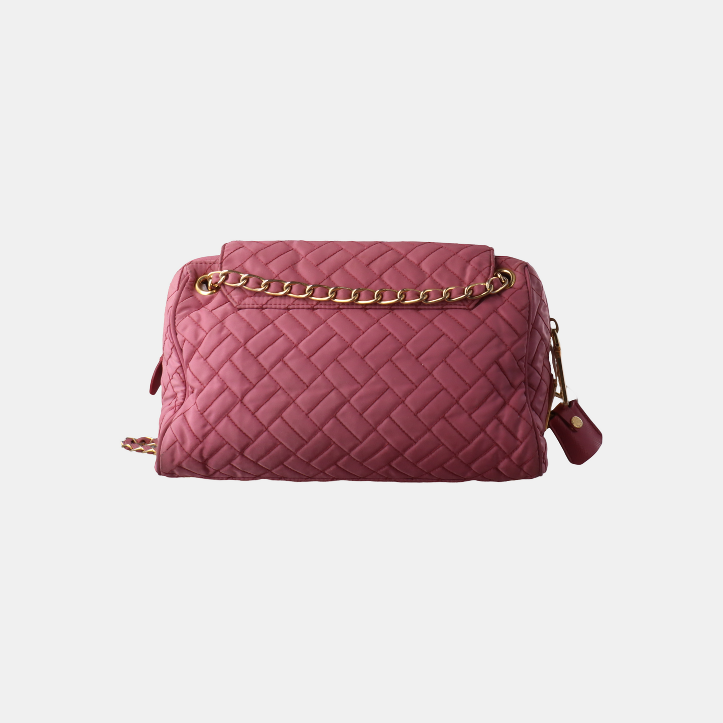 PRADA Pink Fabric Quilted Tassel Crossbody Bag Golden hardware-(SKU)-932708784