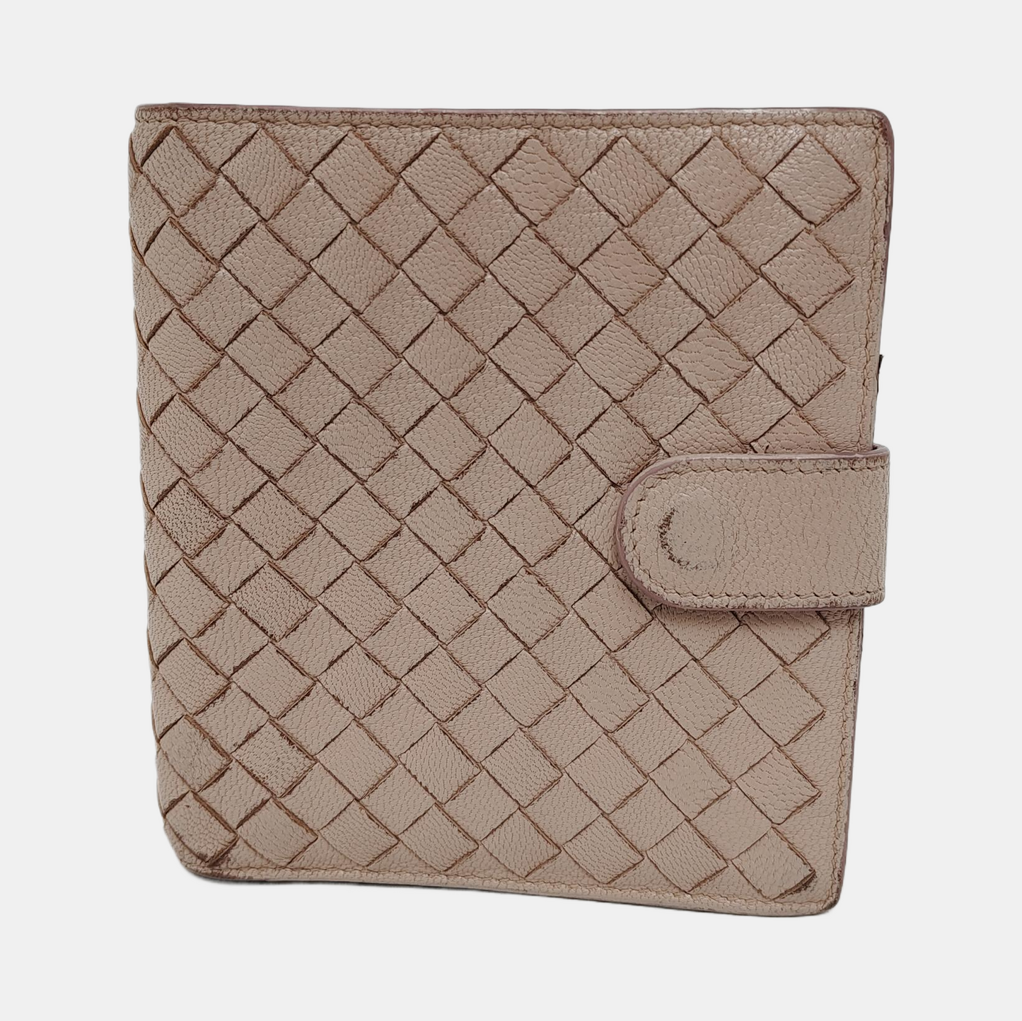 BOTTEGA VENETA Beige Calfskin Woven Wallet Silver Hardware-(SKU)-945922858