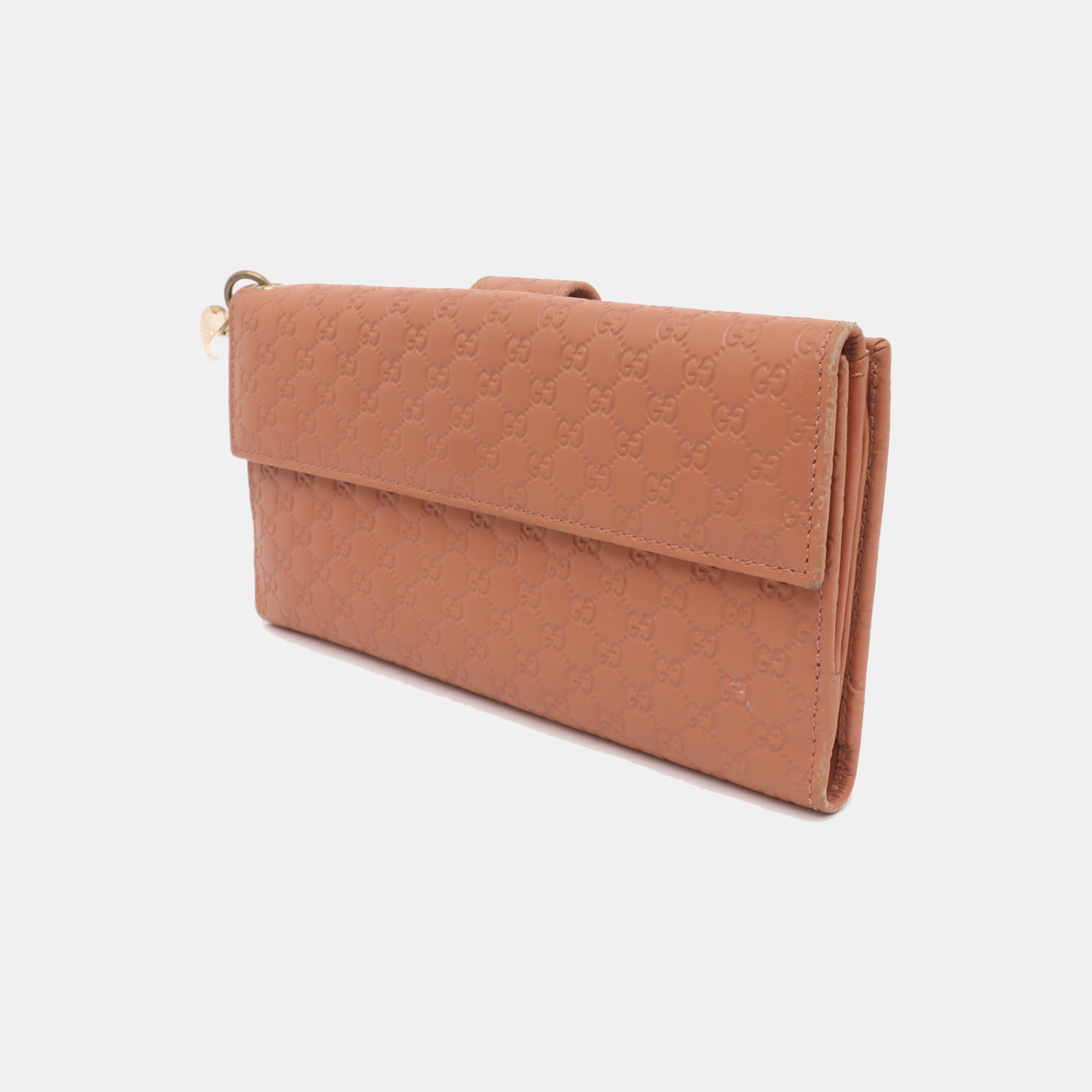 GUCCI Nude Pink Cowhide Monogram Embossed Wallet Golden hardware-(SKU)-933631362