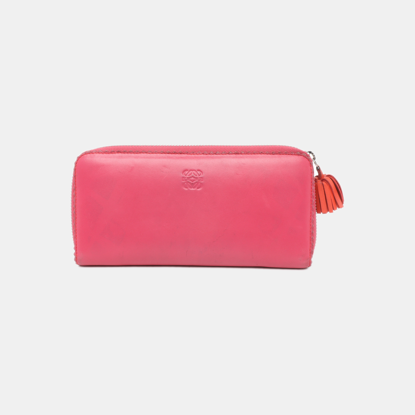 LOEWE Fuchsia cowhide tassel wallet Silver Hardware-(SKU)-13122105