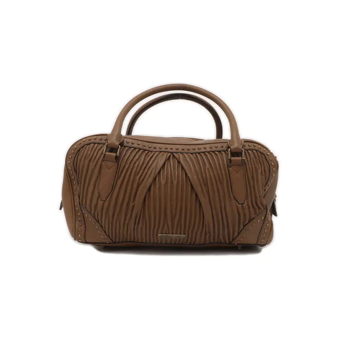 BURBERRY Gladstone Dark Brown Cowhide Studs Tote Bag Golden hardware-(SKU)-931456343
