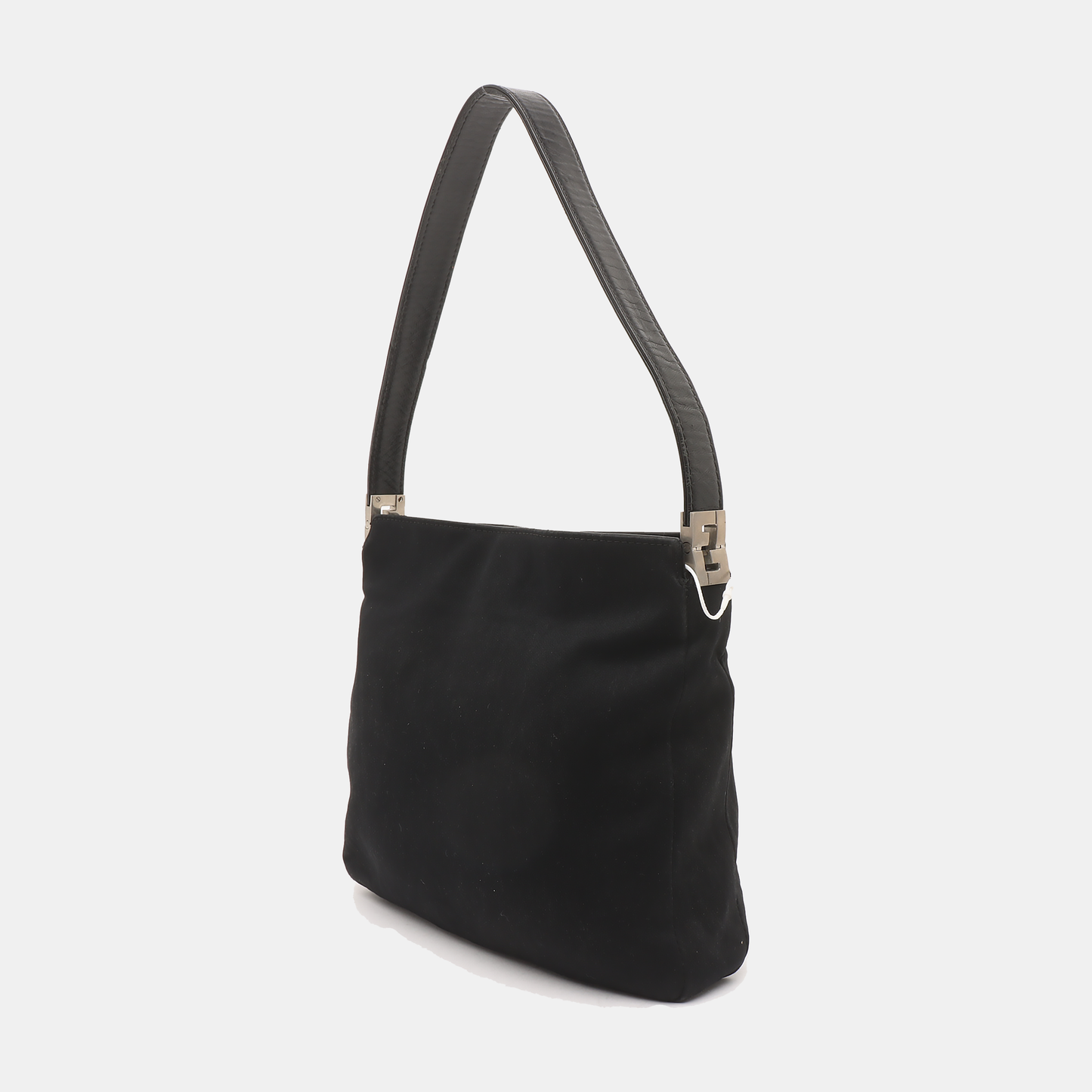 FENDI Black Fabric Single Shoulder Bag Handbag Silver Hardware-(SKU)-930666473
