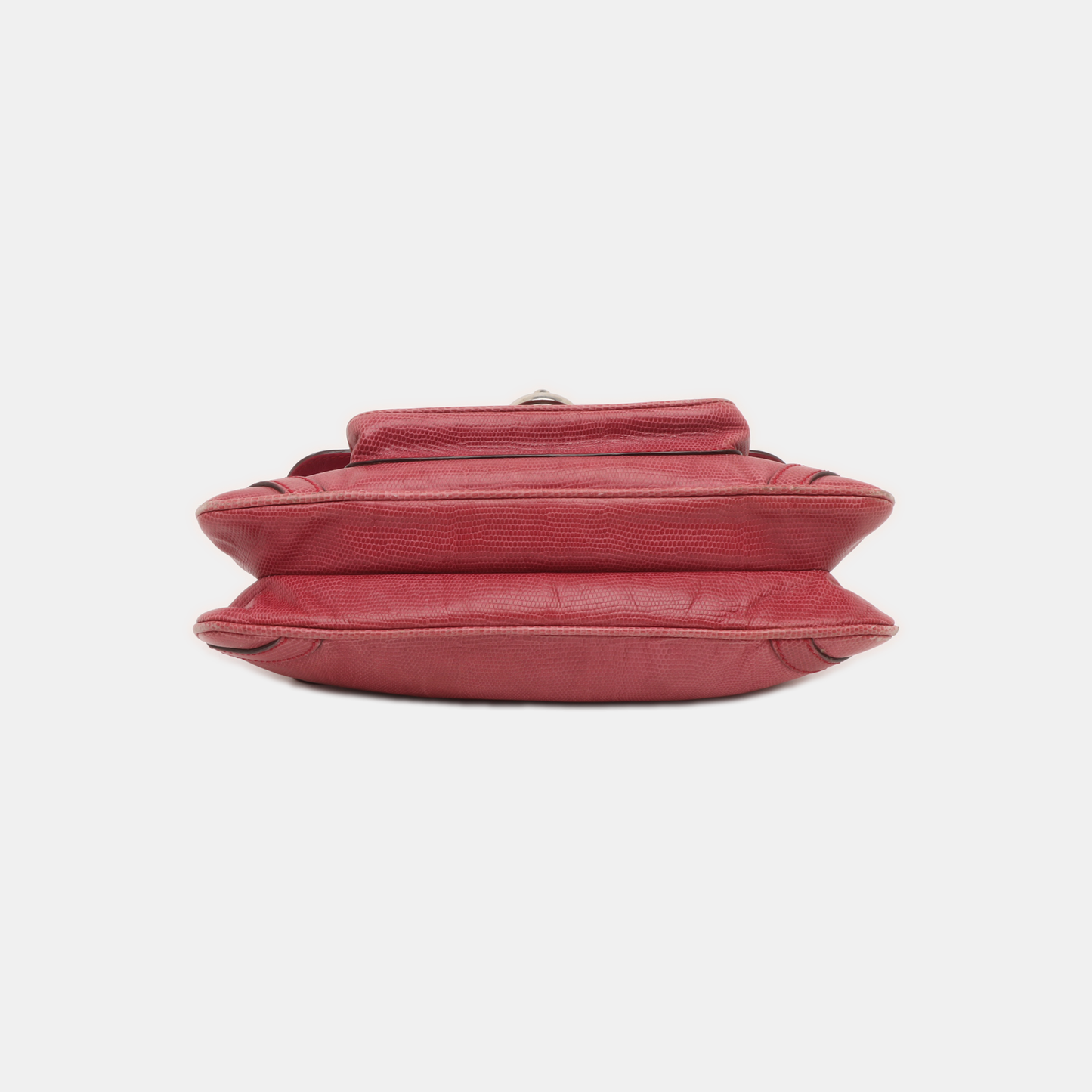 BURBERRY Red Cowhide Embossed Shoulder Bag Tote Silver Hardware-(SKU)-928563763