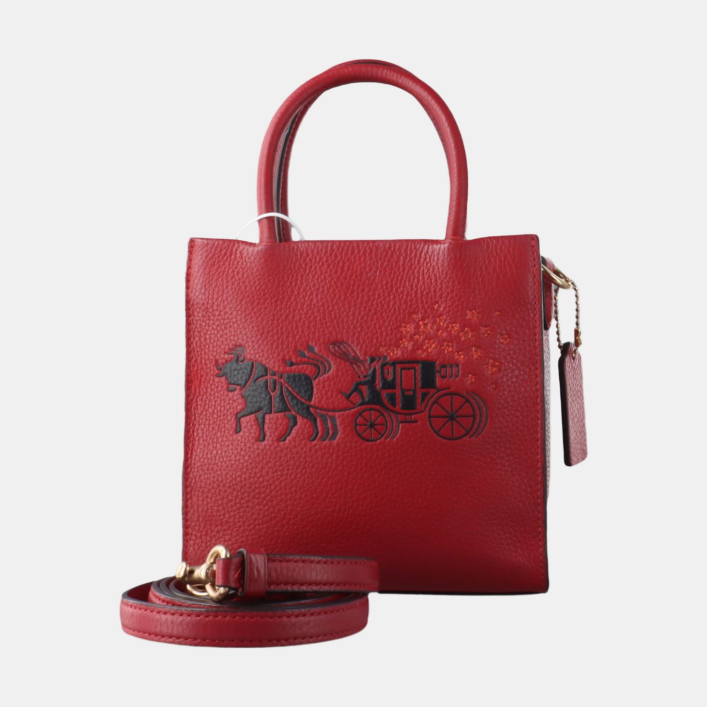 COACH Tote bag Red Leather Carriage Single Shoulder Bag Crossbody Tote Bag Golden hardware Removable shoulder strap-(SKU)-14064903