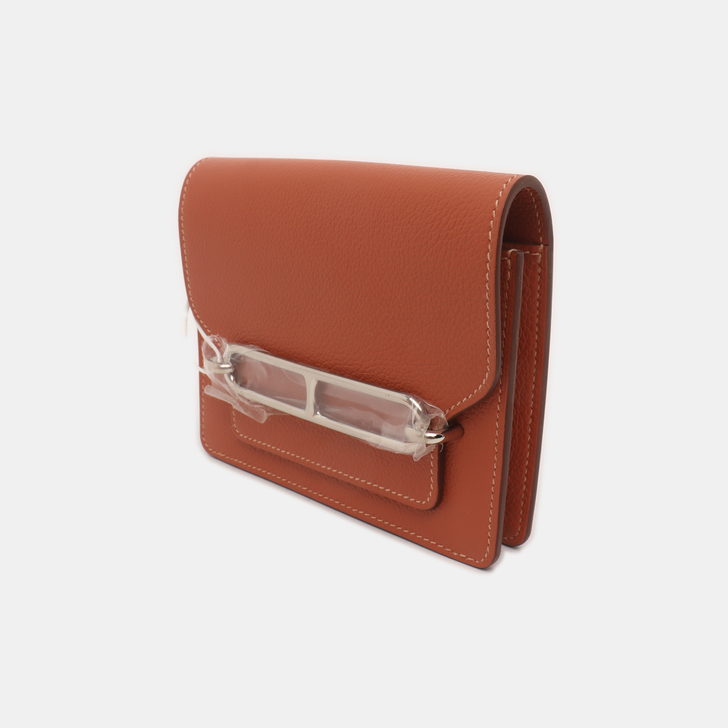 HERMÈS Roulis Slim Salmon Evercolor Leather Flap Wallet Silver Hardware Z Inside Pocket Complete Accessories-(SKU)-928395278