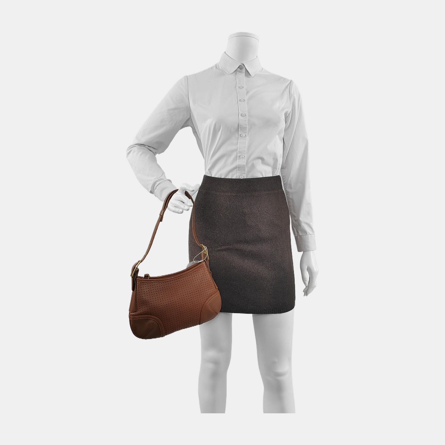 COACH Brown Leather Single Shoulder Bag Tote Bag Golden hardware Removable shoulder strap-(SKU)-942136489