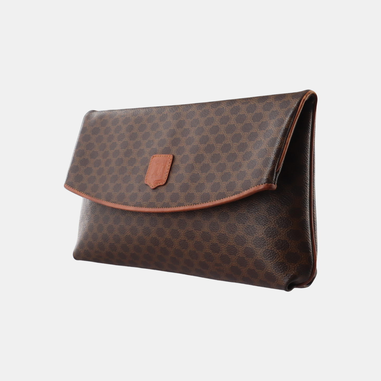 CELINE MACADAM CLUTCHES Brown Coated Canvas Triumph Clutch Golden hardware-(SKU)-14049943