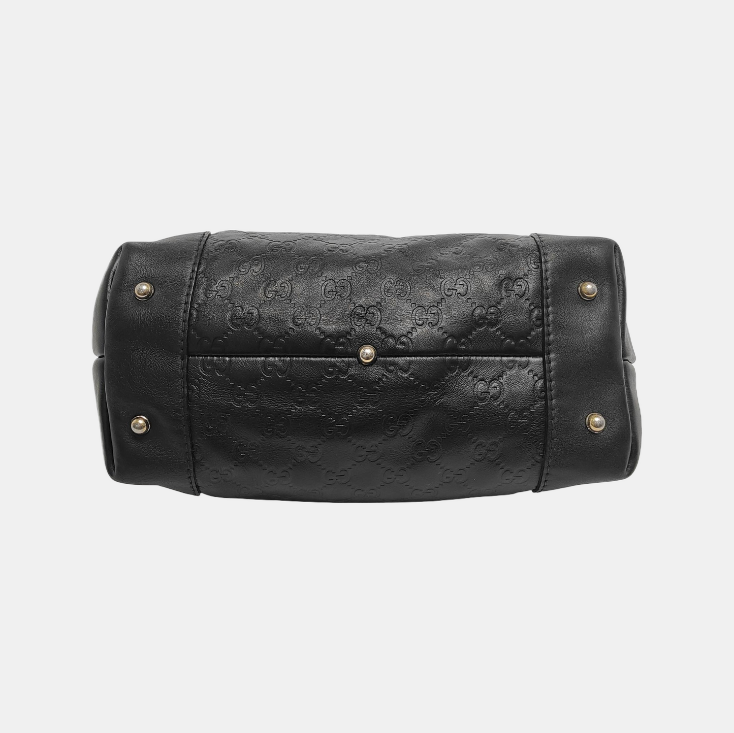 GUCCI Heart Bit Black Cowhide Monogrammed Tote Handbag Single Shoulder Bag Golden hardware Removable shoulder strap-(SKU)-944990688