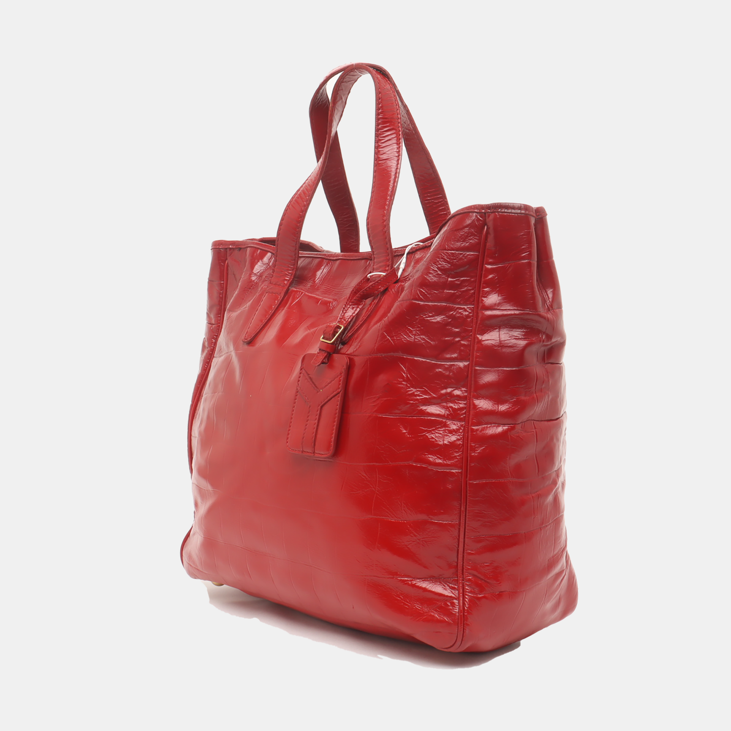 YSL Tote bag Red Patent Leather Embossed Handbag Golden hardware-(SKU)-937757054