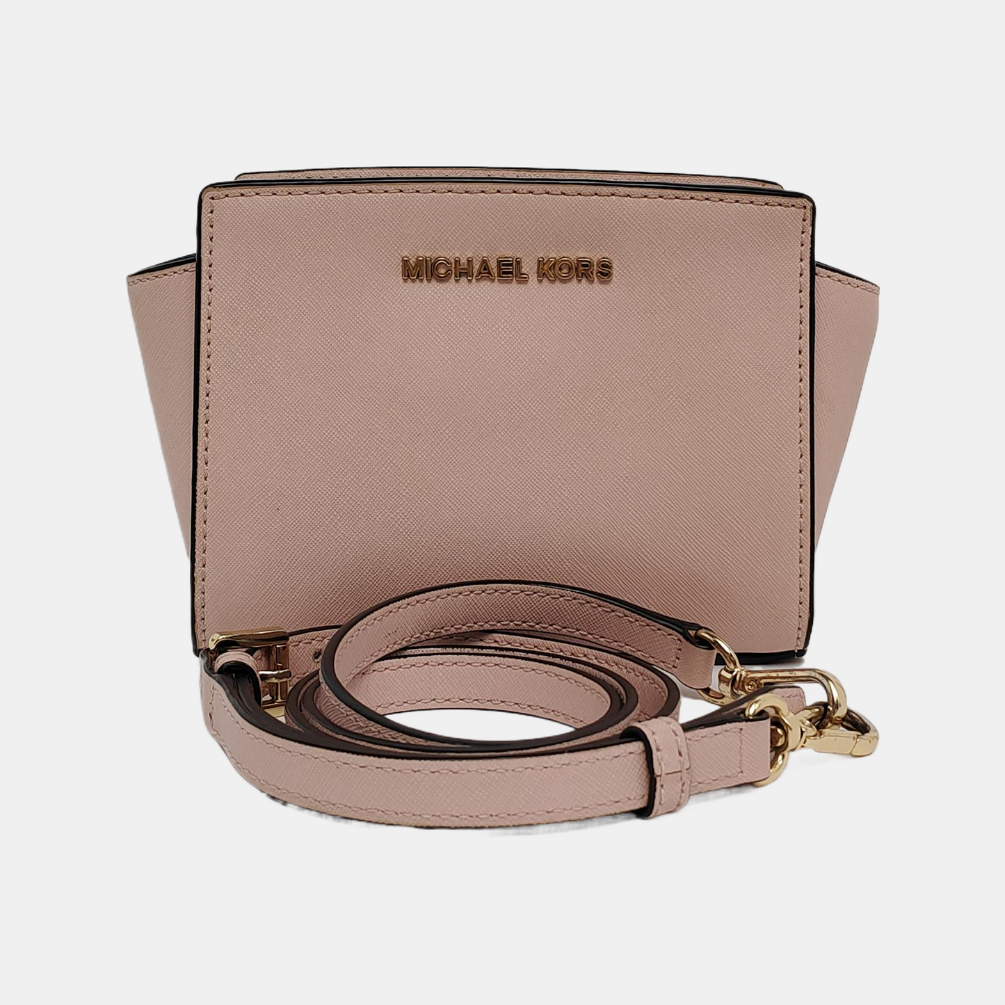 MICHAEL KORS Selma Extra Small Pink Cowhide Embossed Single Shoulder Bag Crossbody Golden hardware Removable shoulder strap-(SKU)-941505944