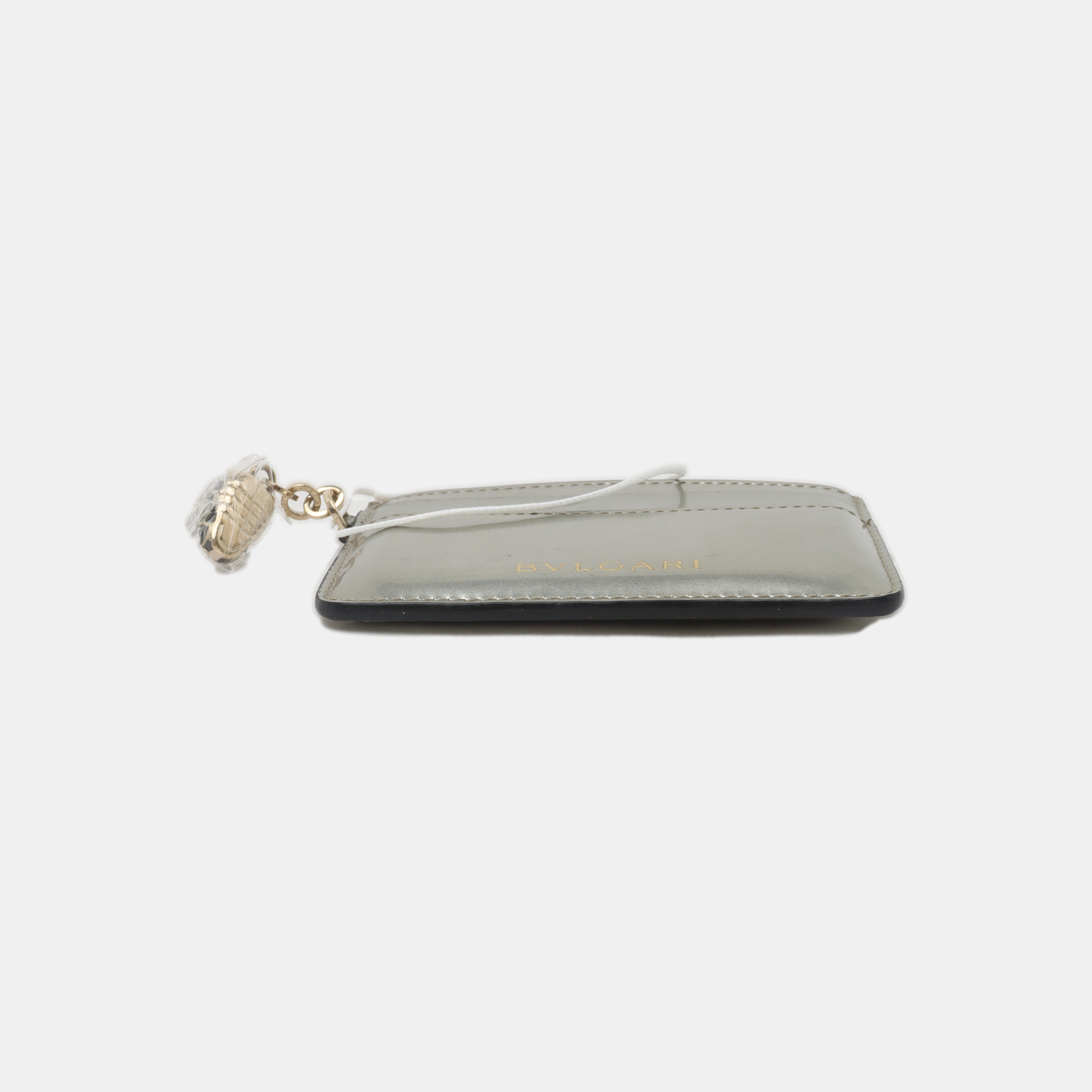 BVLGARI SERPENTI FOREVER Gray Cowhide Snake Head Card Case Golden hardware-(SKU)-935538588