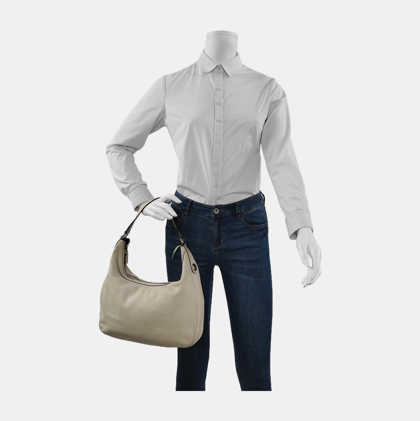 GUCCI White Cowhide Single Shoulder Bag Tote Golden hardware-(SKU)-944843713