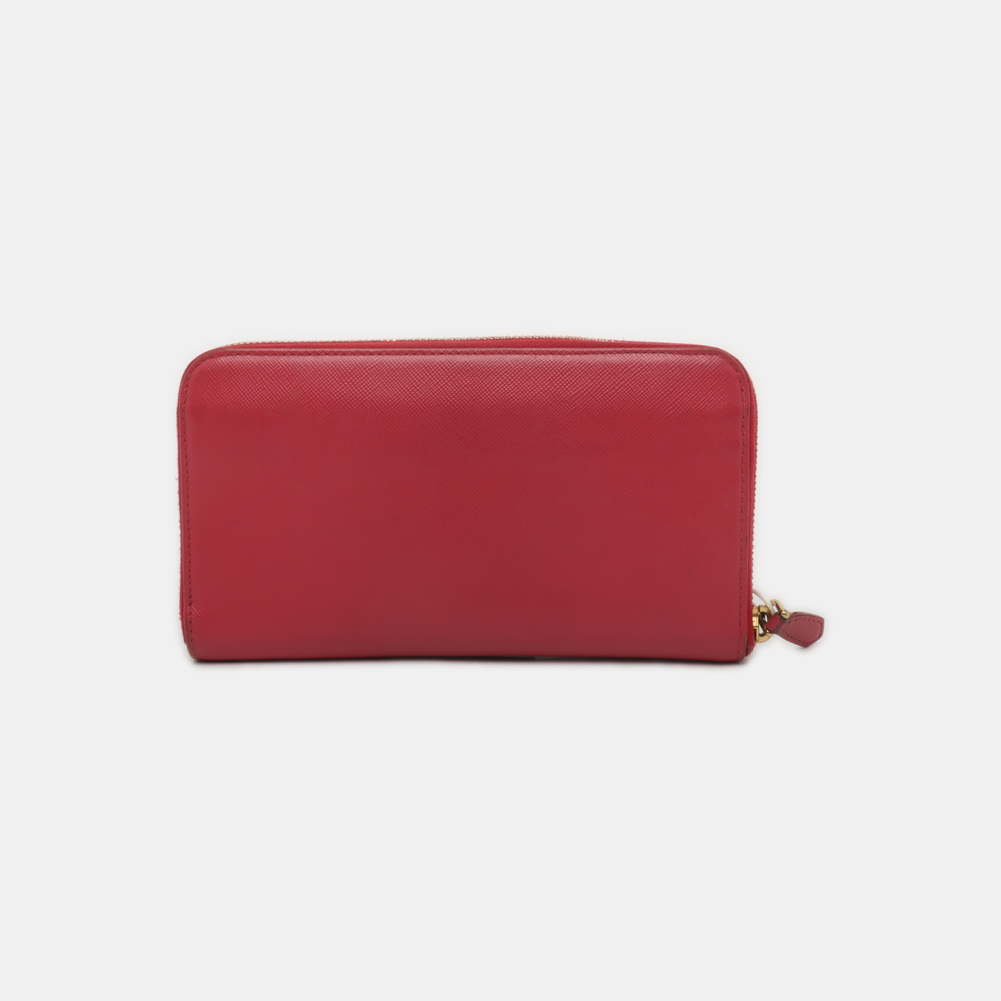 PRADA Fiocco Bow Red Leather Crosshatch Embossed Wallet Golden hardware-(SKU)-939810671
