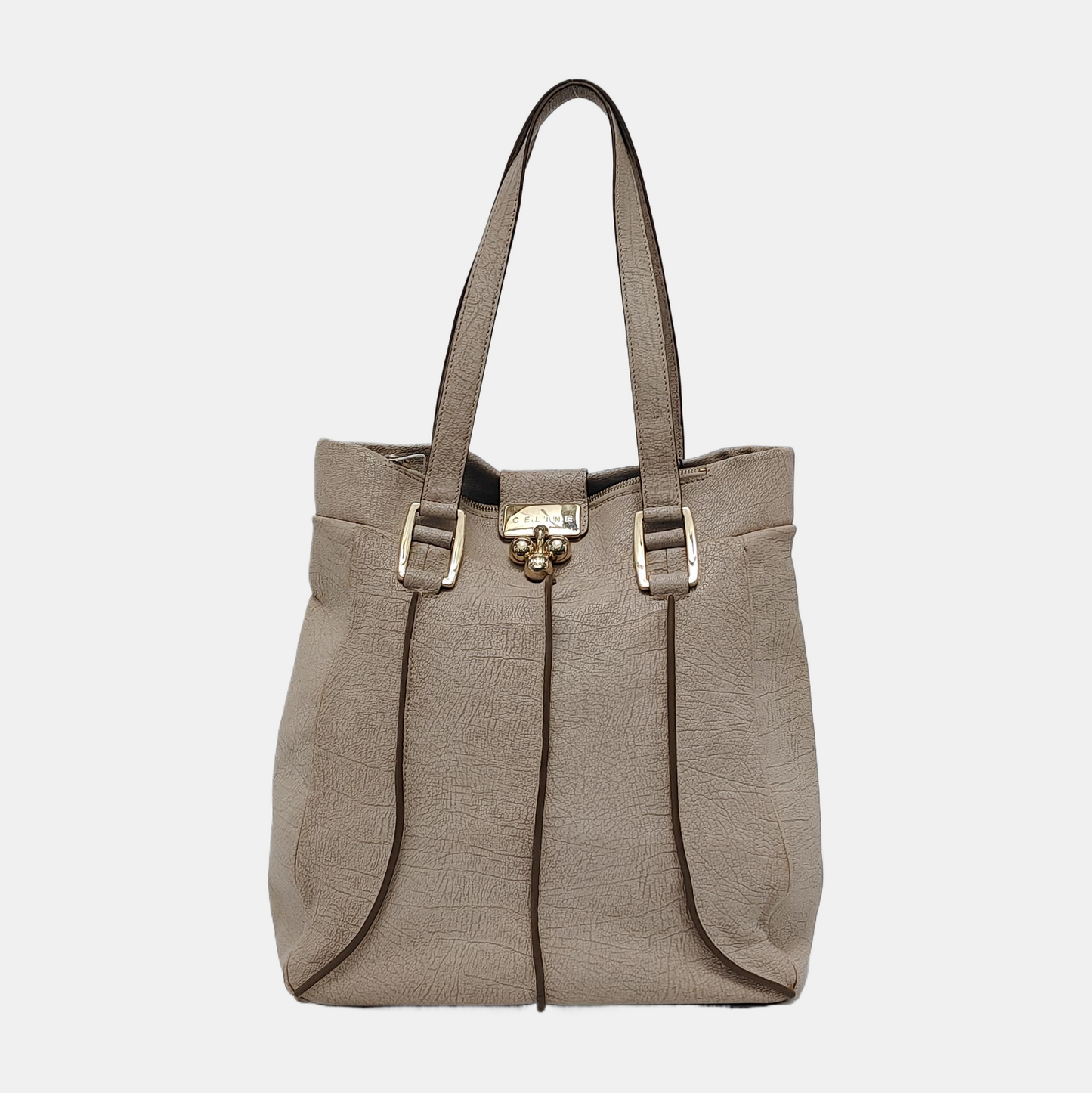CELINE Tote bag Beige Leather Single Shoulder Bag Golden hardware-(SKU)-945409700