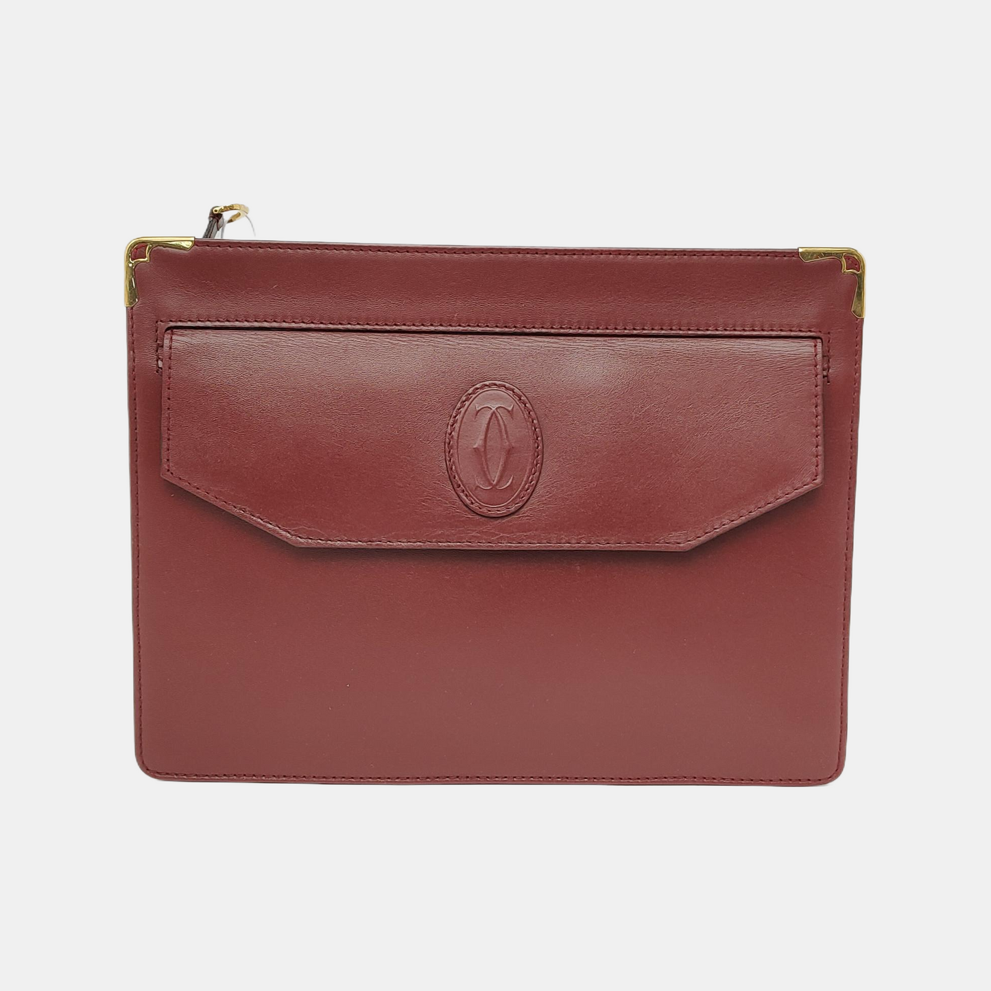 Cartier Burgundy Leather Handbag Golden hardware-(SKU)-942555568