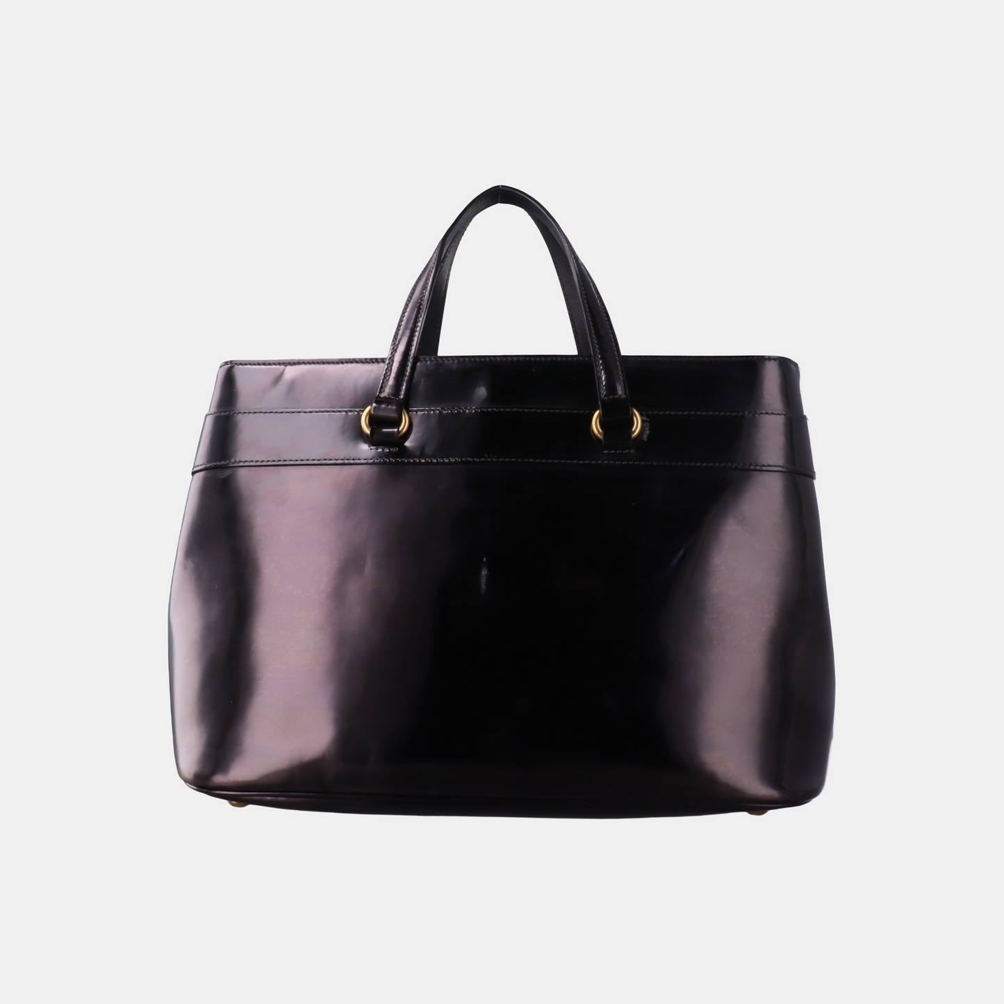 GUCCI Horsebit 1955 Black Patent Leather Saddle Bag Crossbody Bag Tote Bag Golden hardware Removable shoulder strap-(SKU)-933334082
