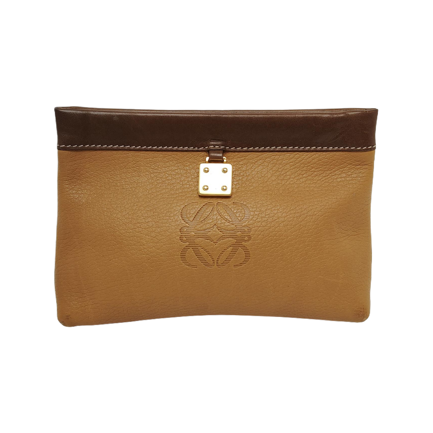 LOEWE Brown Cow Leather Grained Handbag Golden hardware-(SKU)-943656092