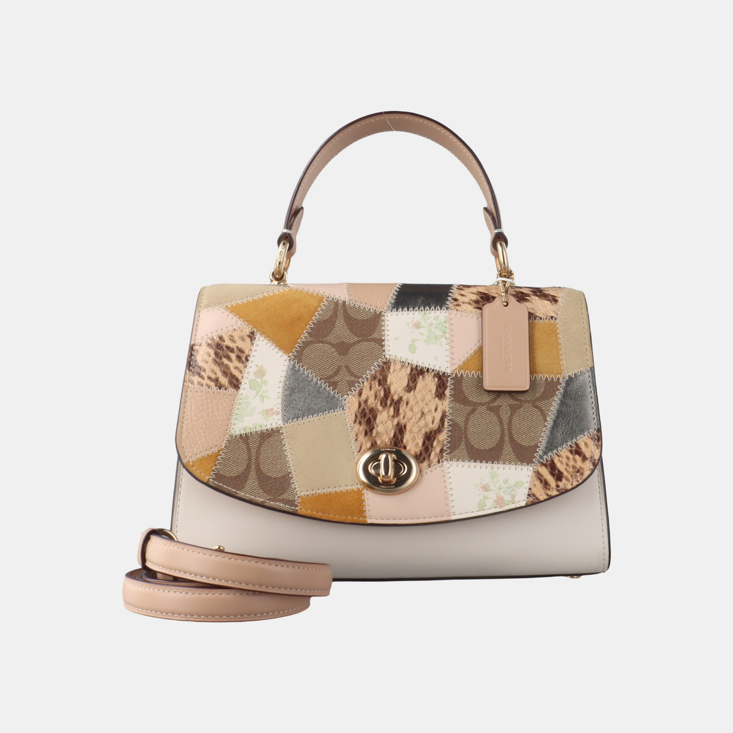 COACH Multicolor Leather Monogrammed Printed Single Shoulder Bag Tote Bag Crossbody Golden hardware Removable shoulder strap-(SKU)-930891053