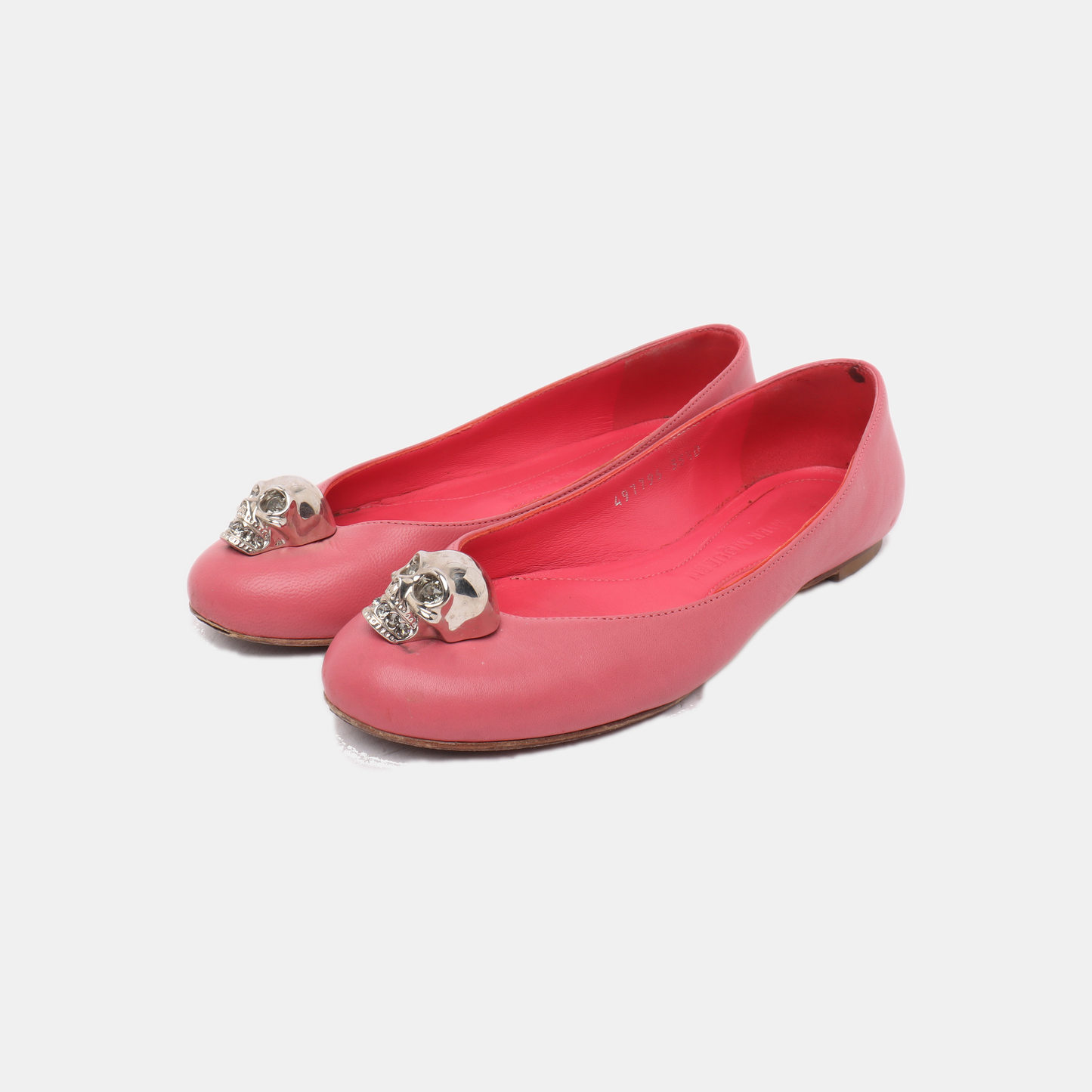 Alexander McQUEEN 35.5code Autumn Winter Pink Leather Women's Low Heel Dress Shoes-(SKU)-13692283