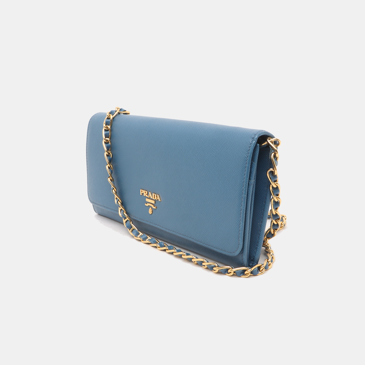 PRADA Blue cowhide cross-grain crossbody bag Golden hardware Removable shoulder strap-(SKU)-14332221