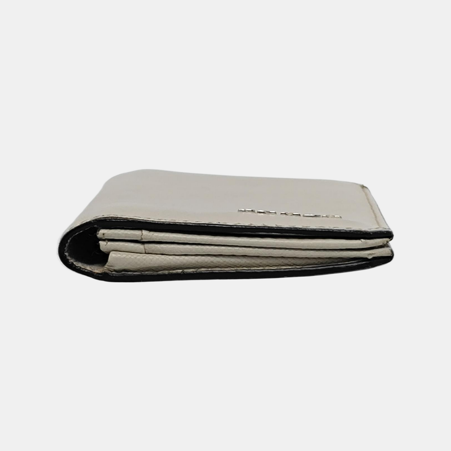 PRADA White Cowhide Crosshatch Card Case Silver Hardware-(SKU)-943649061