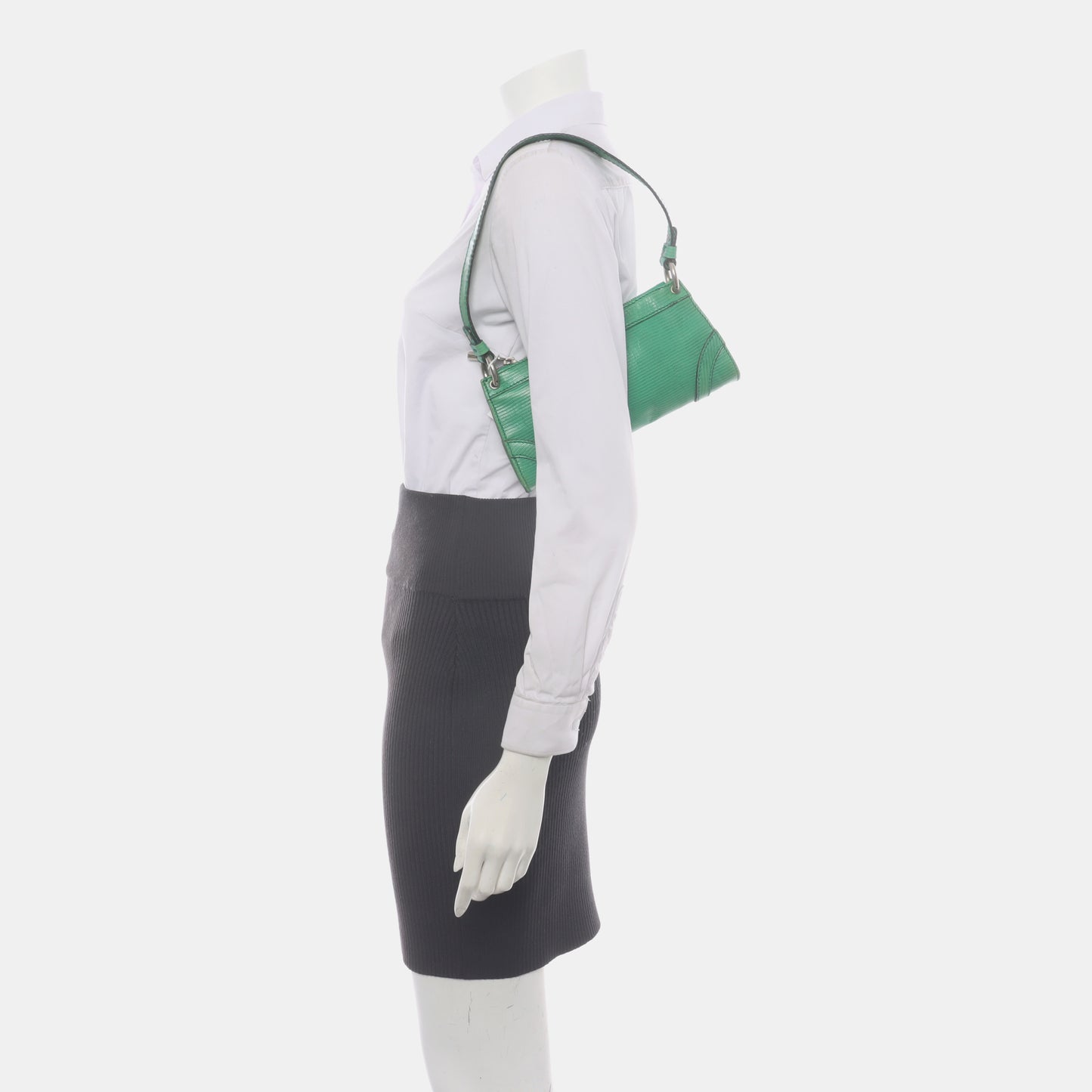 BURBERRY Green Cowhide Embossed Single Shoulder Bag Silver Hardware-(SKU)-934701341