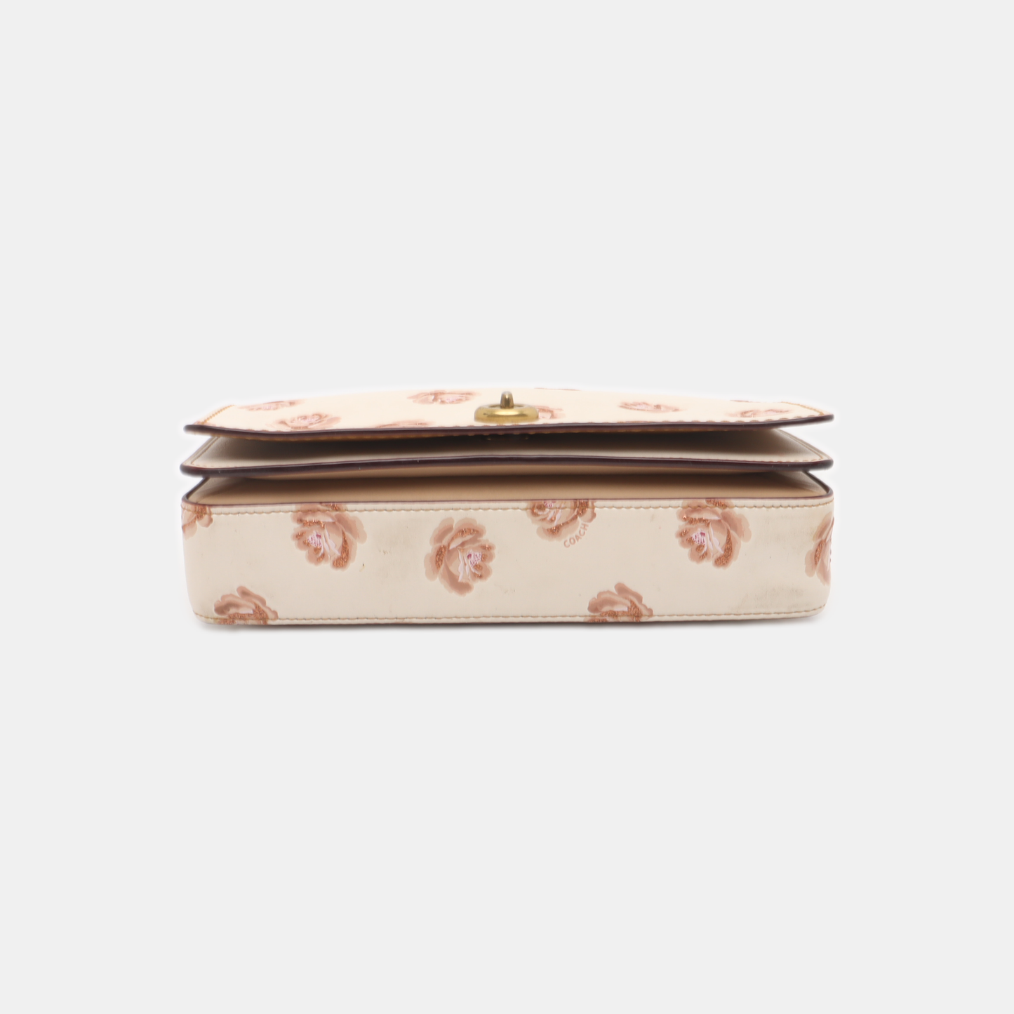 COACH DINKY Medium size White Leather Printed Sling Bag Golden hardware Removable shoulder strap-(SKU)-937355790