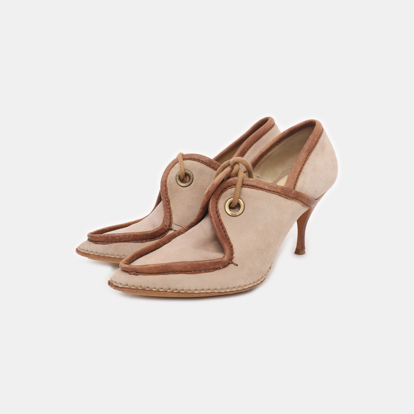 Alexander McQUEEN 38.5code Summer Gray Suede Leather Women's High Heels-(SKU)-14020631