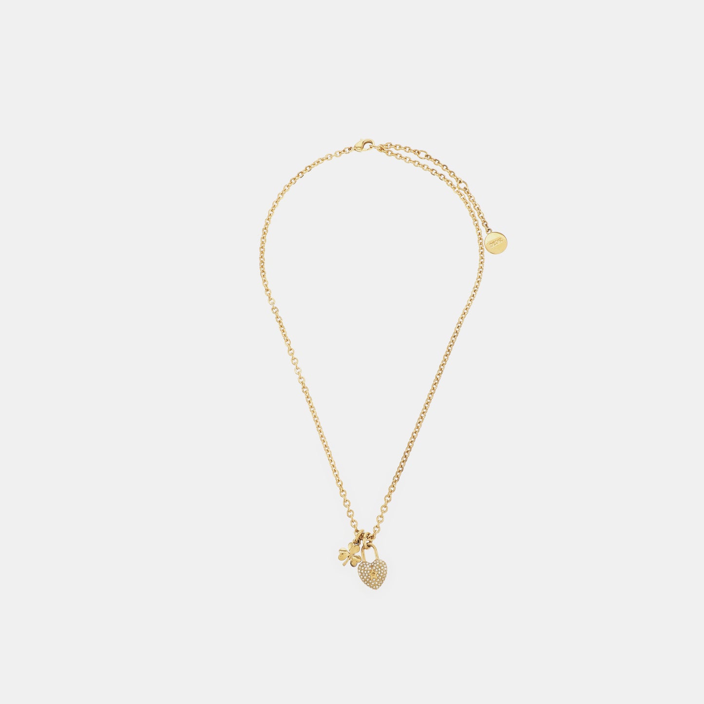 DIOR Lucky Locket Gold Alloy Artificial Crystal Embedded Necklace Length48cm-(SKU)-937302536
