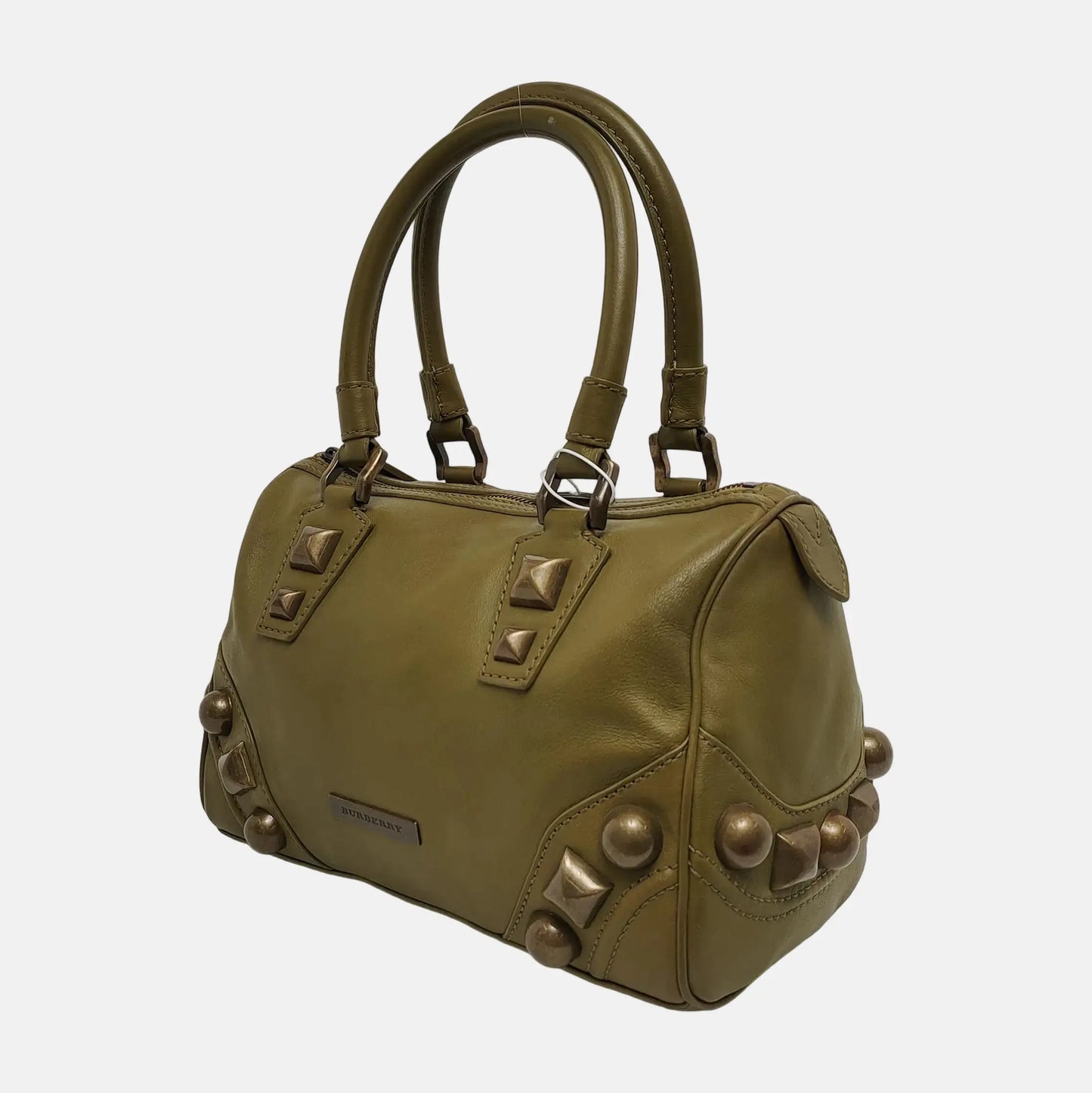 BURBERRY Green Cowhide Studs Handbag Golden hardware-(SKU)-944901889