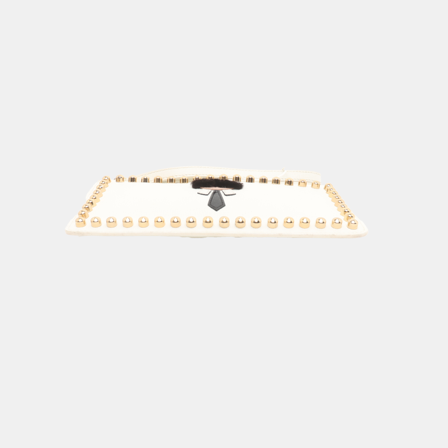 FENDI Karlito Beige Leather Studs Patchwork Handbag Handbag Golden hardware-(SKU)-935083618