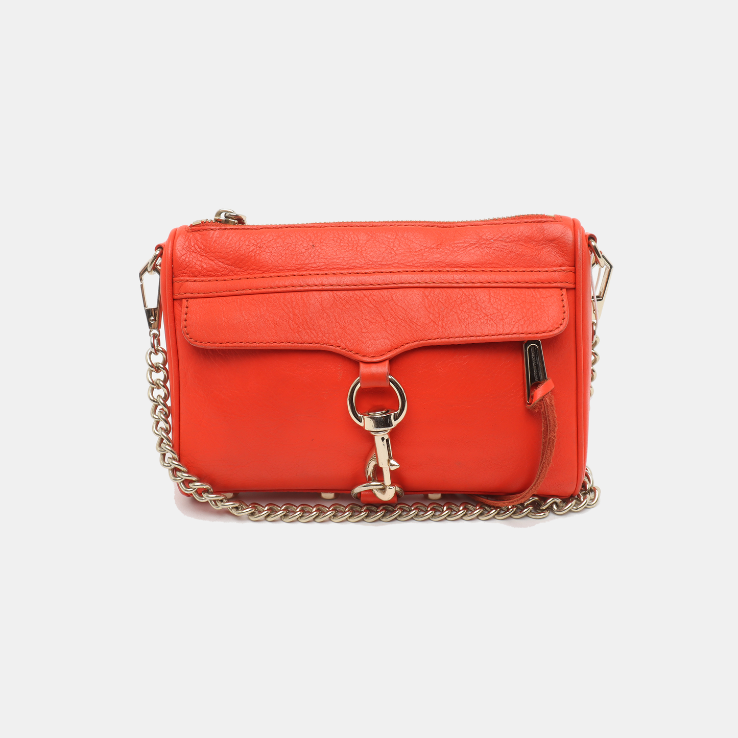REBECCA MINKOFF M.A.C. Orange Red Cowhide Single Shoulder Bag, Crossbody Golden hardware Removable shoulder strap-(SKU)-935255906