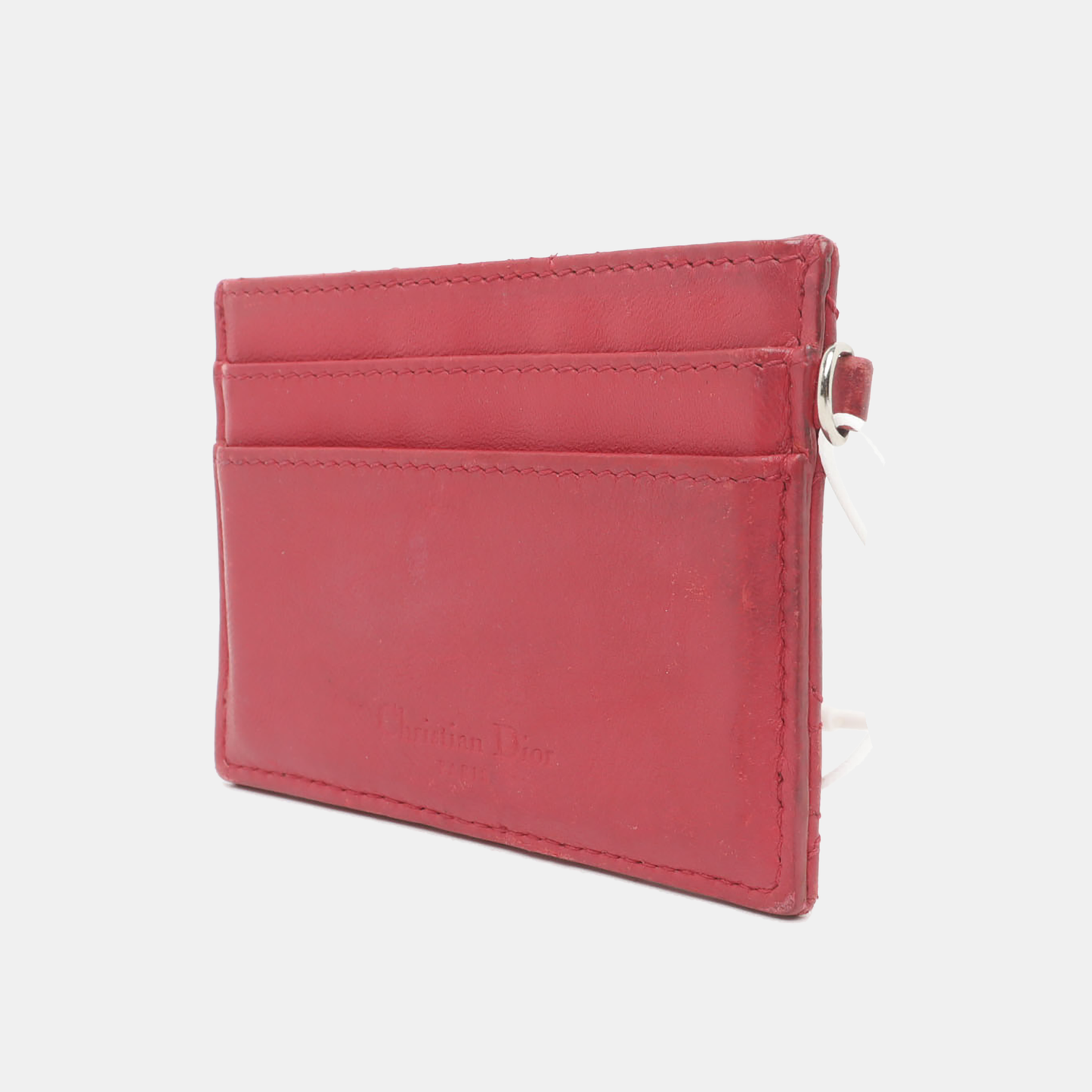 DIOR Lady Dior Red Lamb Leather Quilted Card Case Silver Hardware-(SKU)-938015622