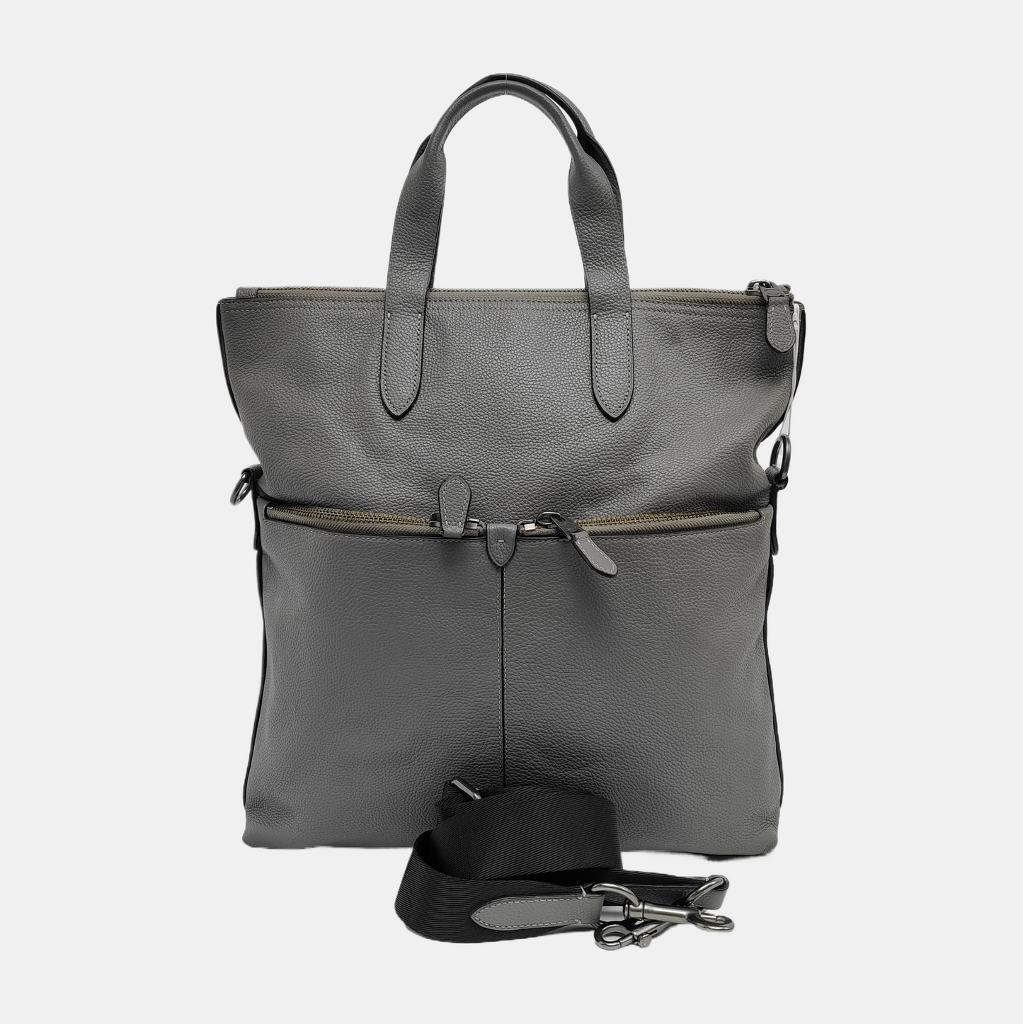 COACH Tote bag Dark Gray Cowhide Single Shoulder Bag Handbag Ruthenium color hardware Removable shoulder strap-(SKU)-942426825